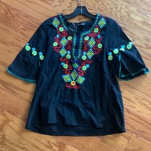 Black embroidered top
